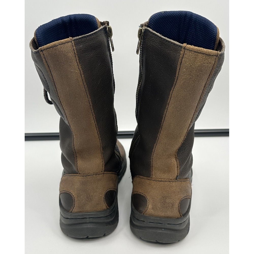 Born Brown Tall Combat Boot Lace Zip Up Leather Boots Women's Size 10 - Picture 4 of 9
